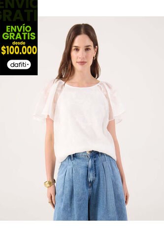 Blusa Para Mujer Manga Corta Color Blanco Marca Patprimo #30123611 Patprimo