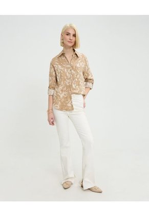 Camisa Para Mujer Manga Larga Color Café Marca Patprimo #30010698