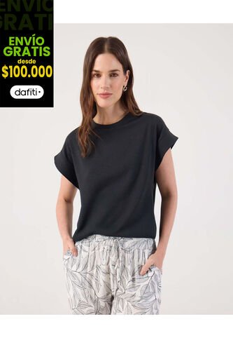 Camiseta Para Mujer Manga Corta Cuello Redondo Color Negro Marca Patprimo #30093869 Patprimo