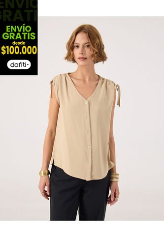 Blusa Para Mujer Manga Corta Color Café Marca Patprimo #30123603 Patprimo