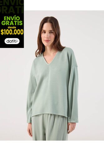 Buzo Para Mujer Cuello V Color Verde Marca Patprimo #30060072 Patprimo