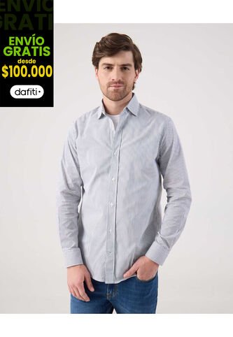 Camisa Para Hombre Manga Larga Sin Bolsillo Cuello Italiano Color Azul Marca Patprimo #44013182 Patprimo