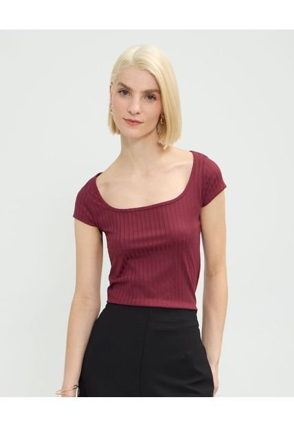 Camiseta Para Mujer Manga Corta Moda Color Vino Marca Patprimo #30093749