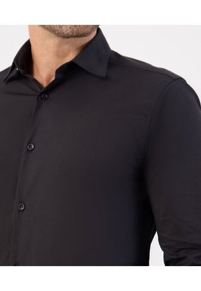 Camisa Formal De Manga Larga   Para Hombre Negro Patprimo