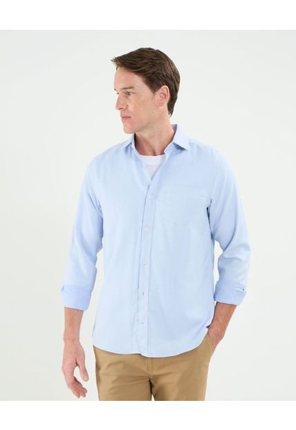 Camisa Para Hombre Manga Larga Con Bolsillo Cuello Italiano Color Azul Marca Patprimo #44013100