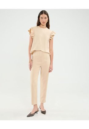 Camiseta Para Mujer Manga Corta Cuello Redondo Color Beige Marca Patprimo #30093710