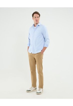 Camisa Para Hombre Manga Larga Con Bolsillo Cuello Italiano Color Azul Marca Patprimo #44013100