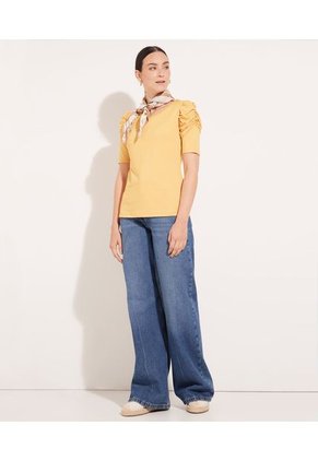 Camiseta Para Mujer Manga Corta Color Amarillo  Marca Patprimo #30093286