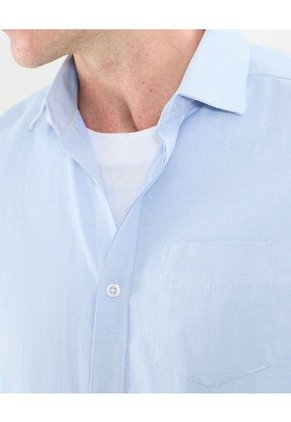 Camisa Para Hombre Manga Larga Con Bolsillo Cuello Italiano Color Azul Marca Patprimo #44013100