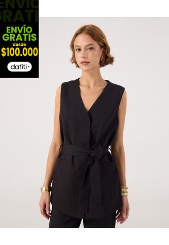 Chaleco Para Mujer Plano Color Negro Marca Patprimo #30250044 Patprimo