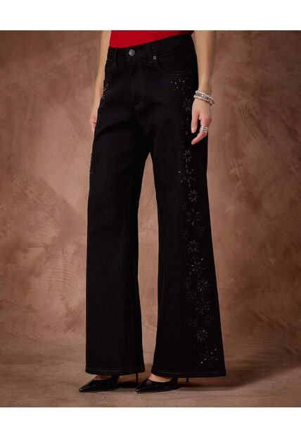 Jean  Para Mujer Wide-Leg Color Negro Marca Patprimo #30160505