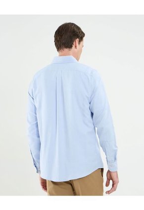 Camisa Para Hombre Manga Larga Con Bolsillo Cuello Italiano Color Azul Marca Patprimo #44013100