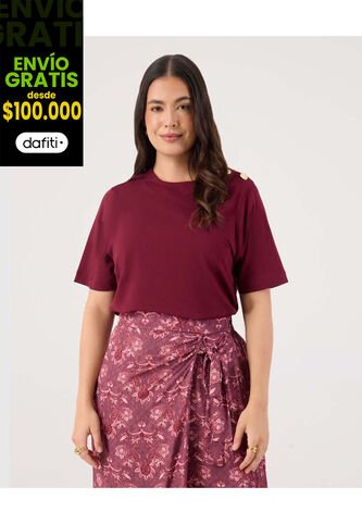Camiseta Para Mujer Manga Corta Cuello Redondo Color Vino Marca Patprimo #14091430 Patprimo