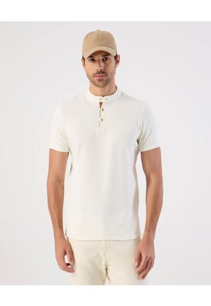 Polo  Para Hombre Cuello Mao Sin Bolsillo Color Crema Marca Patprimo #44117286