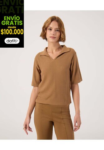 Polo Para Mujer Manga Corta Color Café Marca Patprimo #30110456 Patprimo