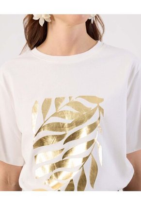 Camiseta  Para Mujer Manga Corta Cuello Redondo Color Crema Marca Patprimo #30093937