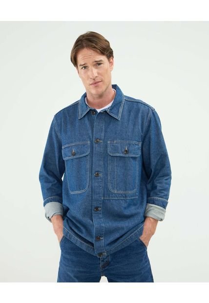 Camisa Para Hombre Sobrecamisa Manga Larga Color Azul Marca Patprimo #44013117