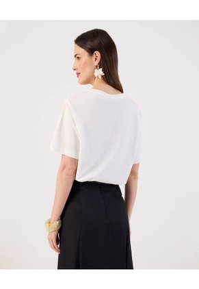 Camiseta  Para Mujer Manga Corta Cuello Redondo Color Crema Marca Patprimo #30093937