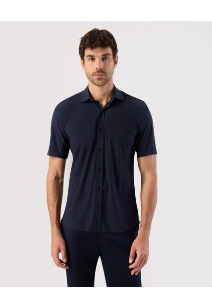 Camisa  Para Hombre Manga Corta Sin Bolsillo Cuello F Color Azul Marca Patprimo #44013186