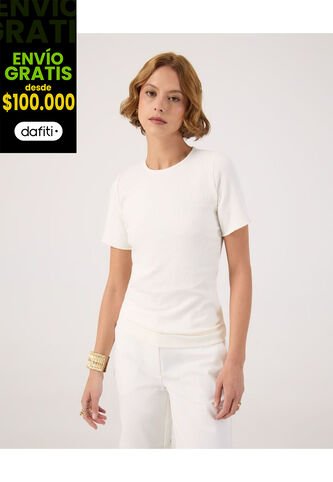 Camiseta Para Mujer Manga Corta Cuello Redondo Color Blanco Marca Patprimo #30093868 Patprimo