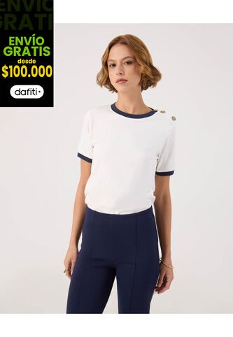 Camiseta Para Mujer Manga Corta Cuello Redondo Color Blanco Marca Patprimo #30093780 Patprimo