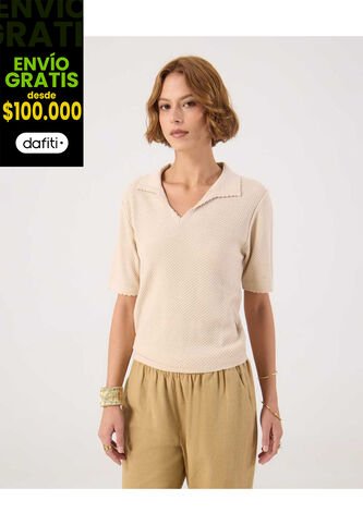 Polo Para Mujer Manga Corta Color Crema Marca Patprimo #30110456 Patprimo