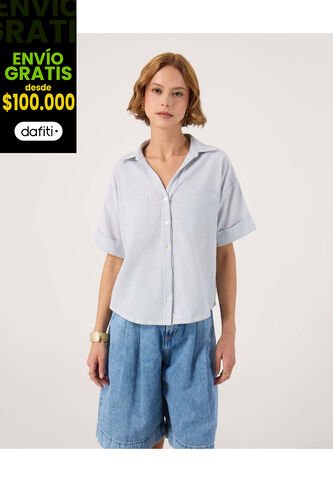 Camisa Para Mujer Manga Corta Color Gris Marca Patprimo #30010734 Patprimo