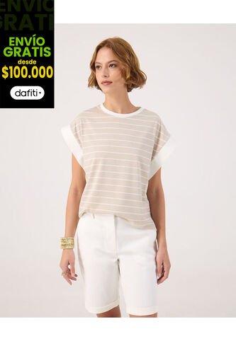 Camiseta Para Mujer Manga Corta Cuello Redondo Color Café Marca Patprimo #30093876 Patprimo