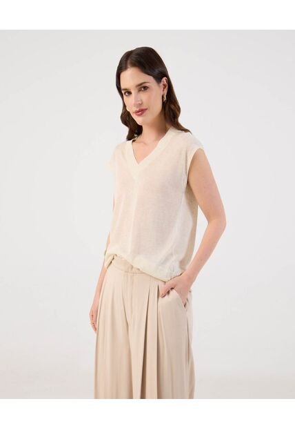 Chaleco  Para Mujer Tejido Color Beige Marca Patprimo #30250049