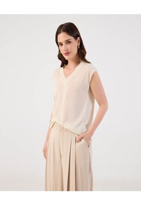 Chaleco Para Mujer Tejido Color Beige Marca Patprimo #30250049