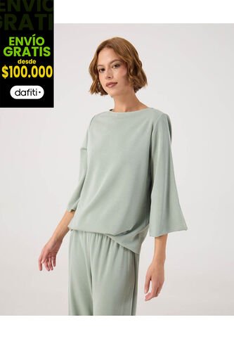 Camiseta Para Mujer Manga 3/4 Cuello Redondo Color Verde Marca Patprimo #30093826 Patprimo