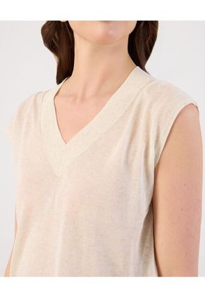 Chaleco Para Mujer Tejido Color Beige Marca Patprimo #30250049