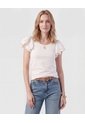 Camiseta Con Mangas De Volantes   Para Mujer Blanco Patprimo de Patprimo