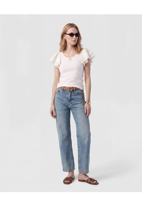 Camiseta Con Mangas De Volantes   Para Mujer Blanco Patprimo