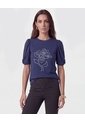 Camiseta Con Mangas Abullonadas   Para Mujer Azul Patprimo de Patprimo