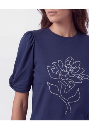 Camiseta Con Mangas Abullonadas Para Mujer Azul Patprimo