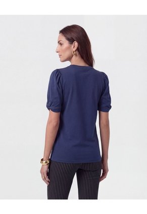 Camiseta Con Mangas Abullonadas Para Mujer Azul Patprimo