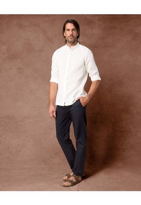 Camisa Guayabera  Para Hombre Manga Larga Sin Bolsill Color Crema Marca Patprimo #44030403