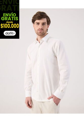 Camisa Guayabera Para Hombre Manga Larga Sin Bolsillo Color Blanco Marca Patprimo #44030402 Patprimo