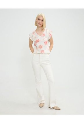 Camiseta Para Mujer Manga Corta Cuello V Color Blanco Marca Patprimo #30093725