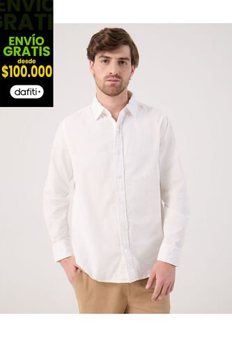 Camisa Para Hombre Manga Larga Sin Bolsillo Cuello Casual M Color Blanco Marca Patprimo #44013123 Patprimo
