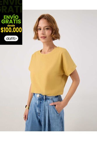Blusa Para Mujer Manga Corta Color Amarillo Marca Patprimo #30123631 Patprimo