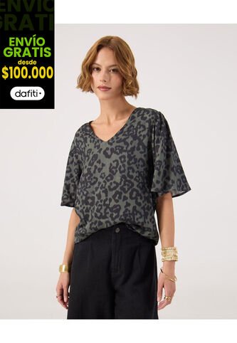 Blusa Para Mujer Manga Corta Color Verde Marca Patprimo #30123602 Patprimo