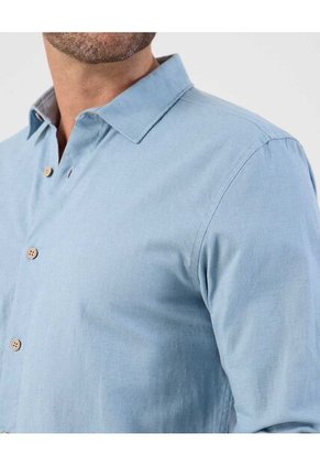 Camisa  Para Hombre Manga Larga Sin Bolsillo Cuello C Color Azul Marca Patprimo #44013084