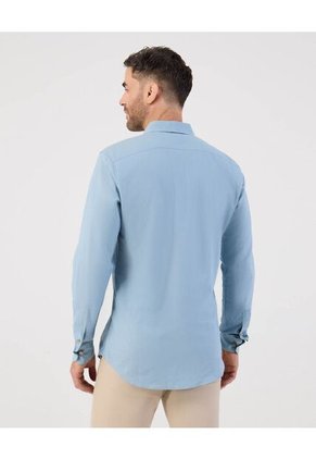 Camisa  Para Hombre Manga Larga Sin Bolsillo Cuello C Color Azul Marca Patprimo #44013084