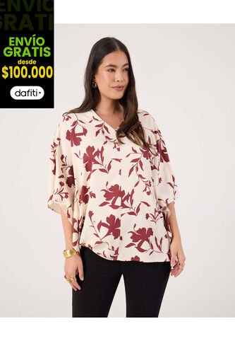 Blusa Para Mujer Manga Corta Color Vino Marca Patprimo #14121412 Patprimo