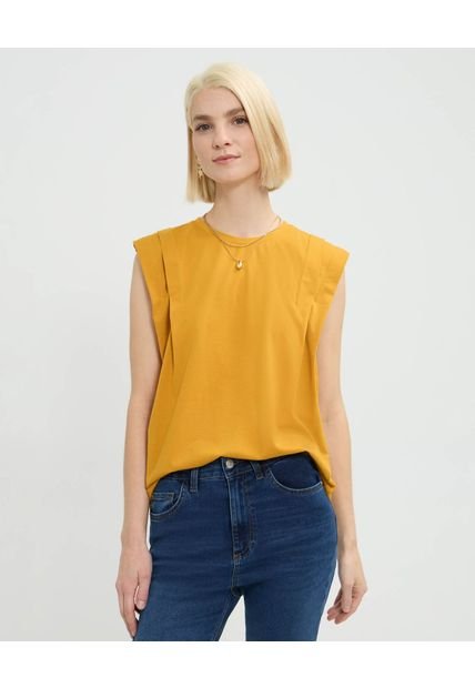 Camiseta Para Mujer Manga Sisa Cuello Redondo Color Amarillo Marca Patprimo #30093628