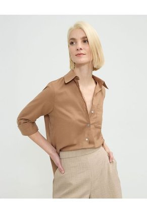 Camisa Para Mujer Manga Larga Color Café Marca Patprimo #30010697