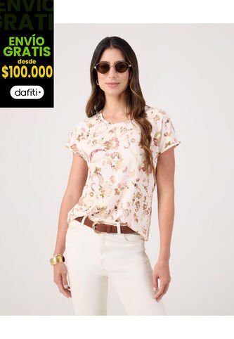 Blusa Para Mujer Manga Corta Color Crema Marca Patprimo #30123610 Patprimo