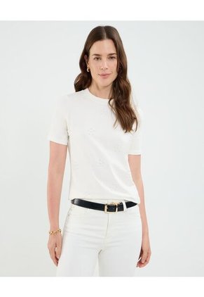 Camiseta Para Mujer Manga Corta Cuello Redondo Color Blanco Marca Patprimo #30093724